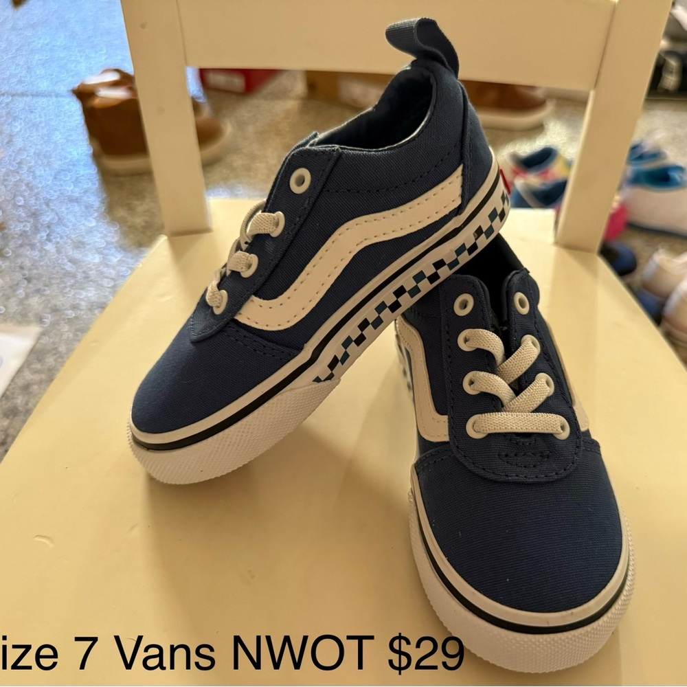Vans Kids Navy and White Checkered Sneakers